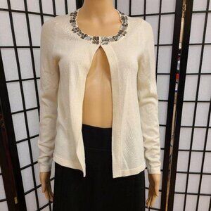 Banana Republic Jewel Neck Cardigan Cream Size Small Wool Feminine Chic Modernis
